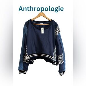 Anthropologie Pilcro Mixed Media Oversized Pullover